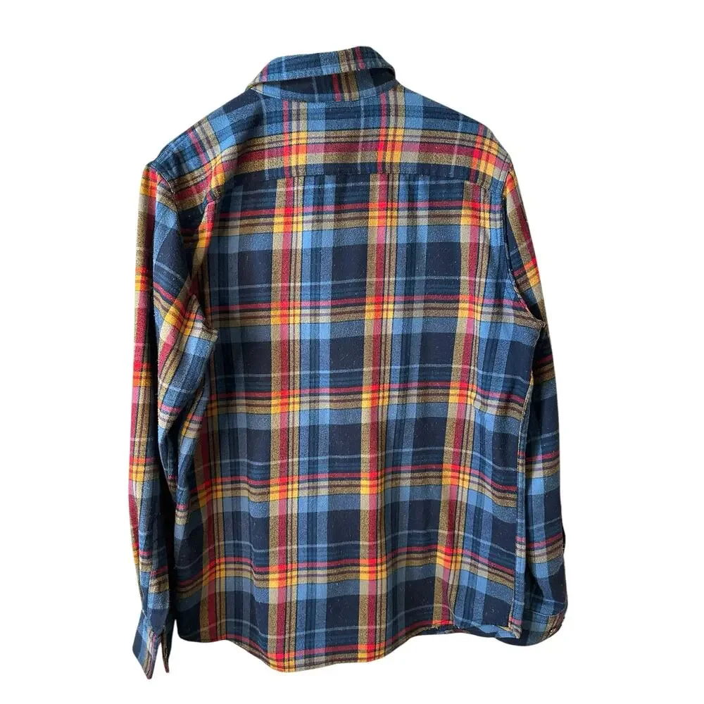 Banana Republic Mens Flannel Standard Plaid Long Sleeve Button Up Blue Multi L